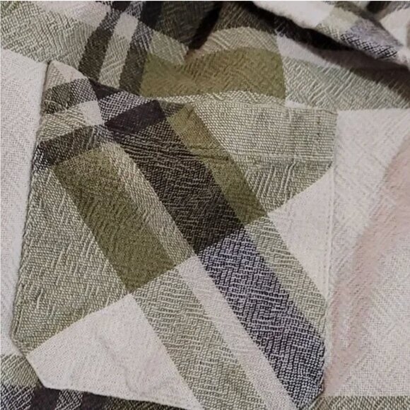 Old Navy Olive and Cream Plaid Shirt Dress - Picture 3 of 5